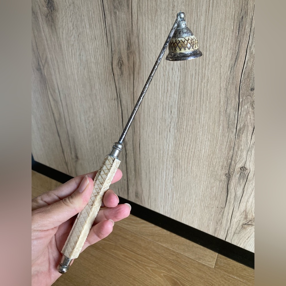 Silver candle snuffer with Carved Bone Handle